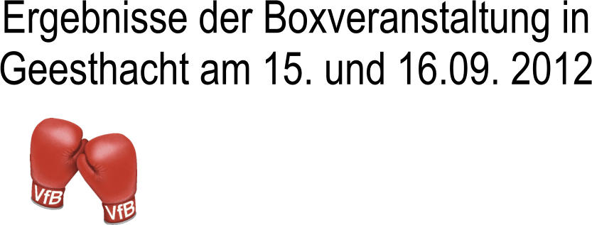 Ergebnisse der Boxveranstaltung in Geesthacht am 15. und 16.09. 2012