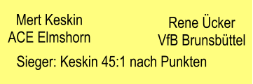 Mert Keskin ACE Elmshorn Rene Ücker VfB Brunsbüttel Sieger: Keskin 45:1 nach Punkten