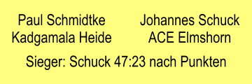 Paul Schmidtke Kadgamala Heide Johannes Schuck ACE Elmshorn Sieger: Schuck 47:23 nach Punkten